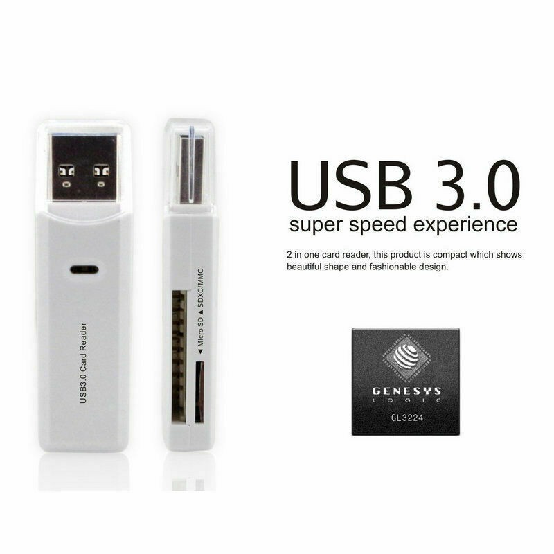 2-in-1 USB 3 Micro SD Card Reader SDXC TF T-Flash Memory Card Reader Adapter