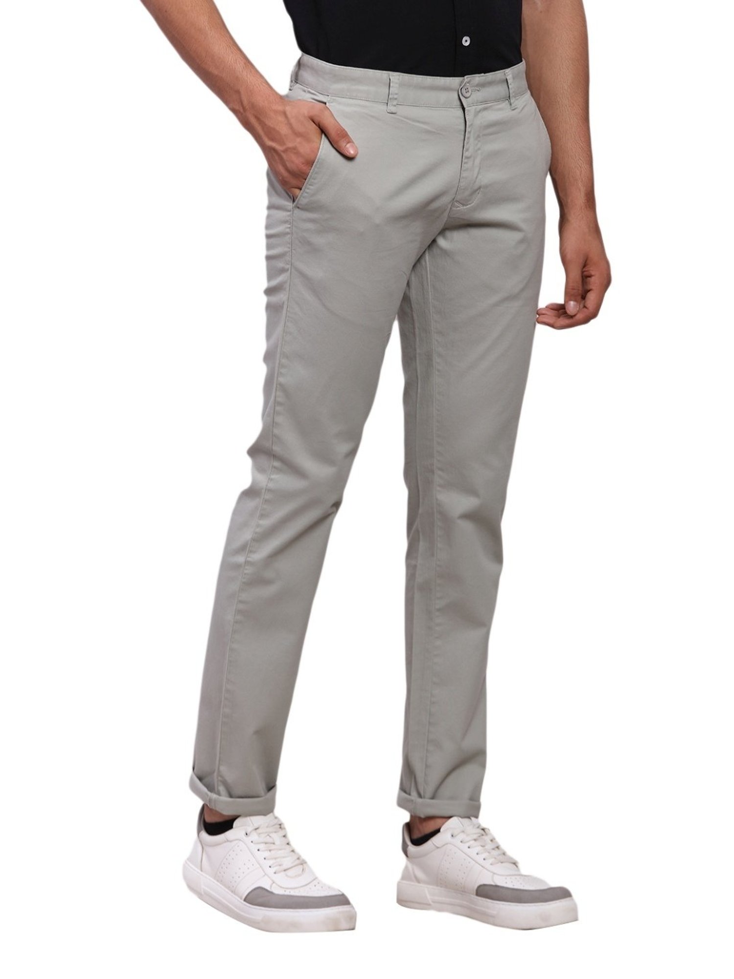 Parx Green Tapered Fit Trousers