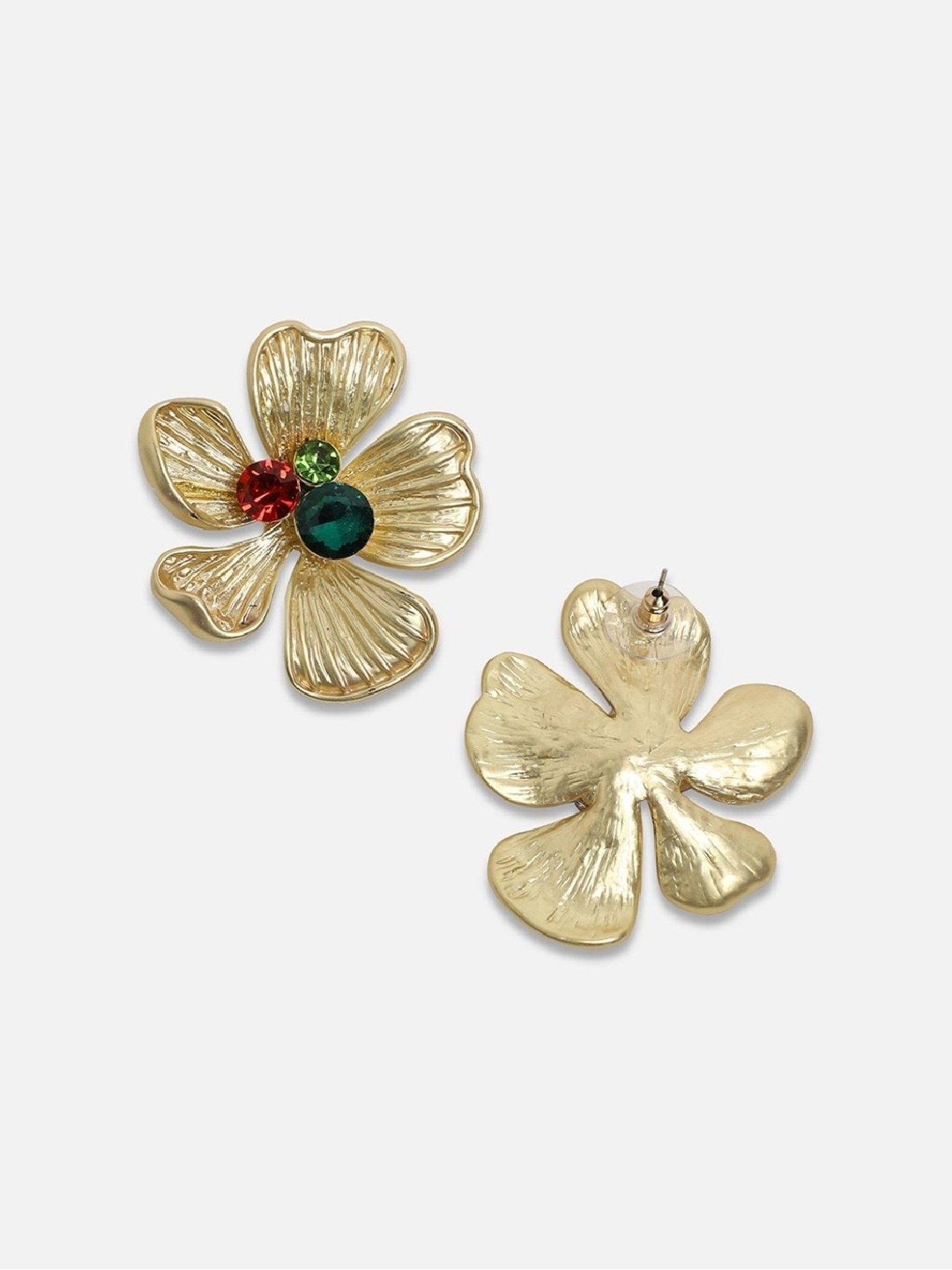 Sohi Women's Luminous Petal Stud Earrings  Multicolour