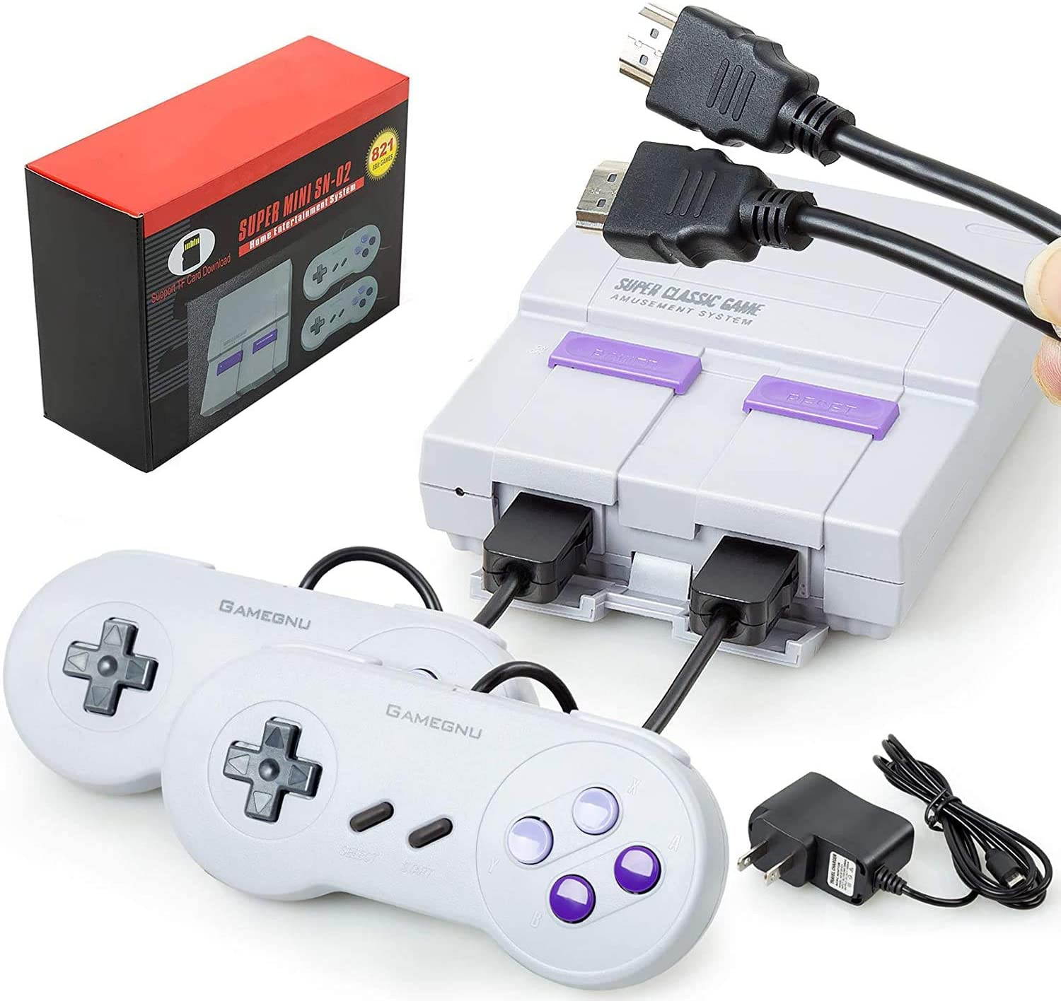 Retro Game Console, Handheld Video Game Console with 2 NES Controllers, Classic Gaming Console Built-in 821 NES Old School Games, HDMI HD Output, Ideal Gift for Backing to Childhood