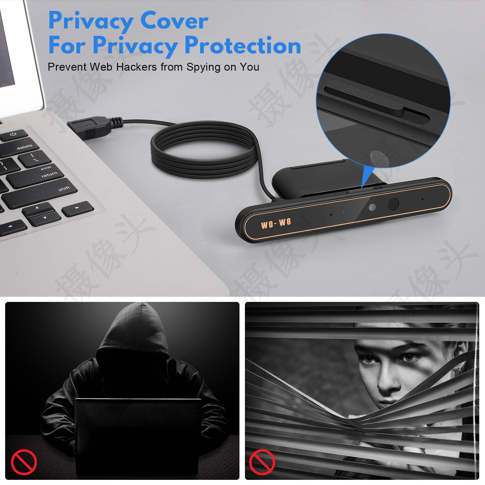 wo-we Windows Hello Face Recognition Webcam for Instant Login with Windows 10
