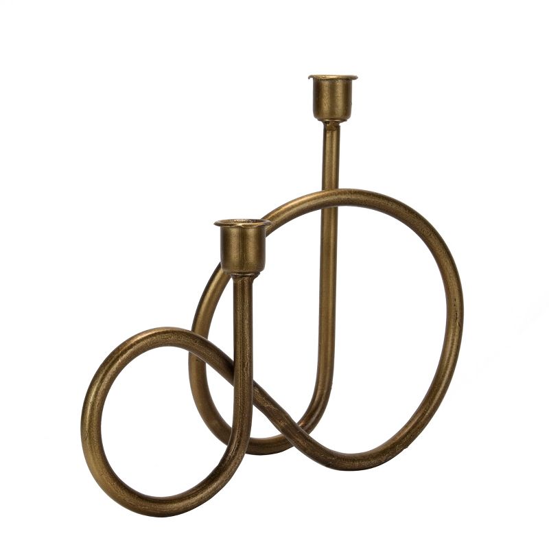 Brass Metal Sculptural Taper Candle Holder - Foreside Home & Garden