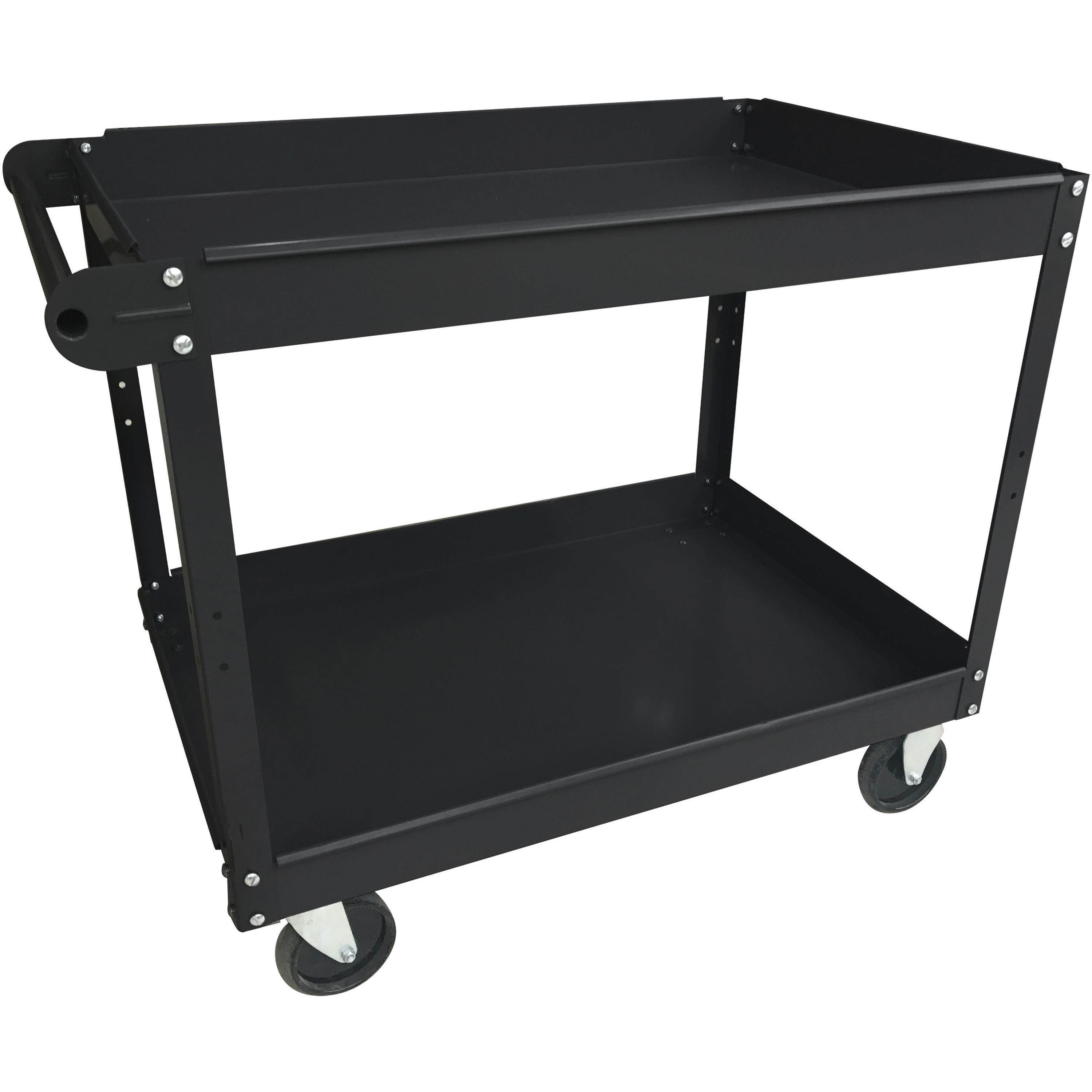 Lorell Utility Cart 2-Shelf 16"Wx30"Lx32"H Black 59689