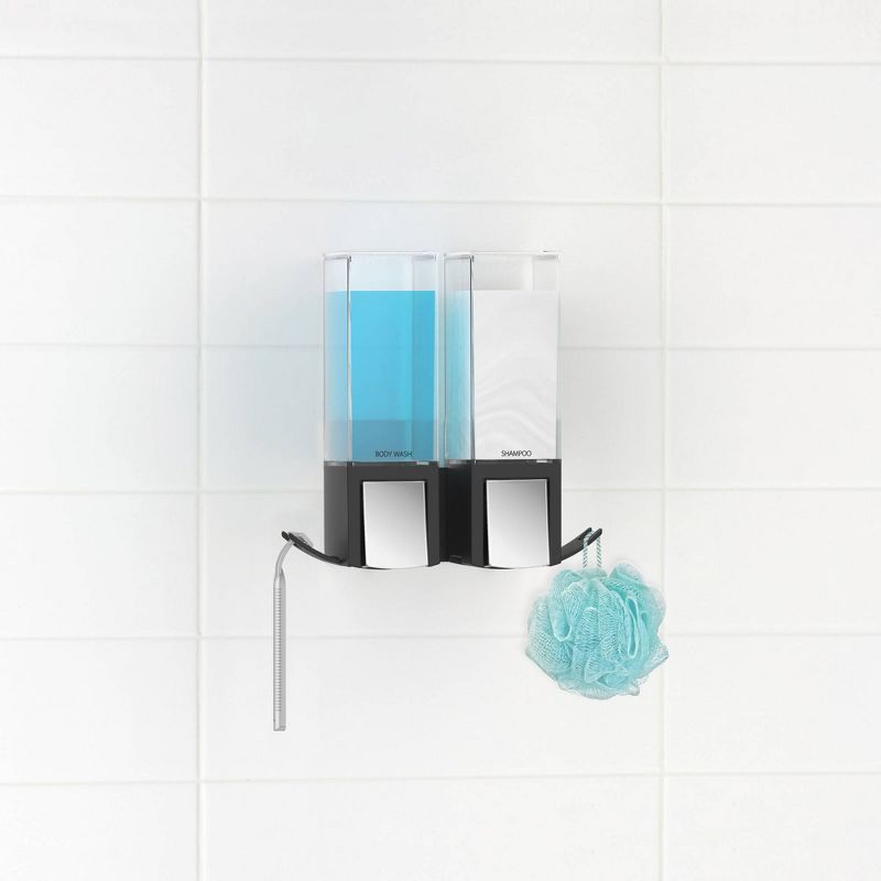 Clever Double Chamber Wall Mount Soap and Sanitizer Dispenser  Black - Better Living Products