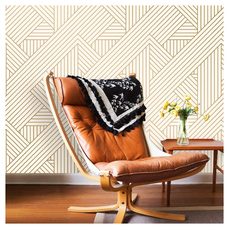 Metallic Ribbon Peel & Stick Wallpaper Gold/Ivory - Project 62™