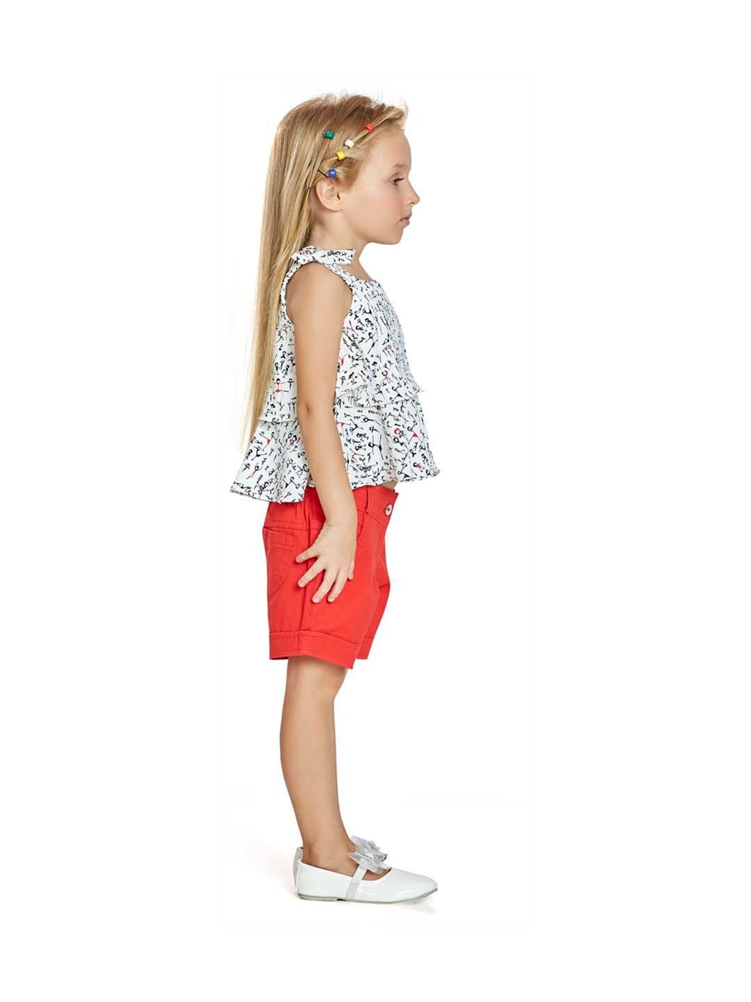 Peppermint Kids White & Red Printed Top Set