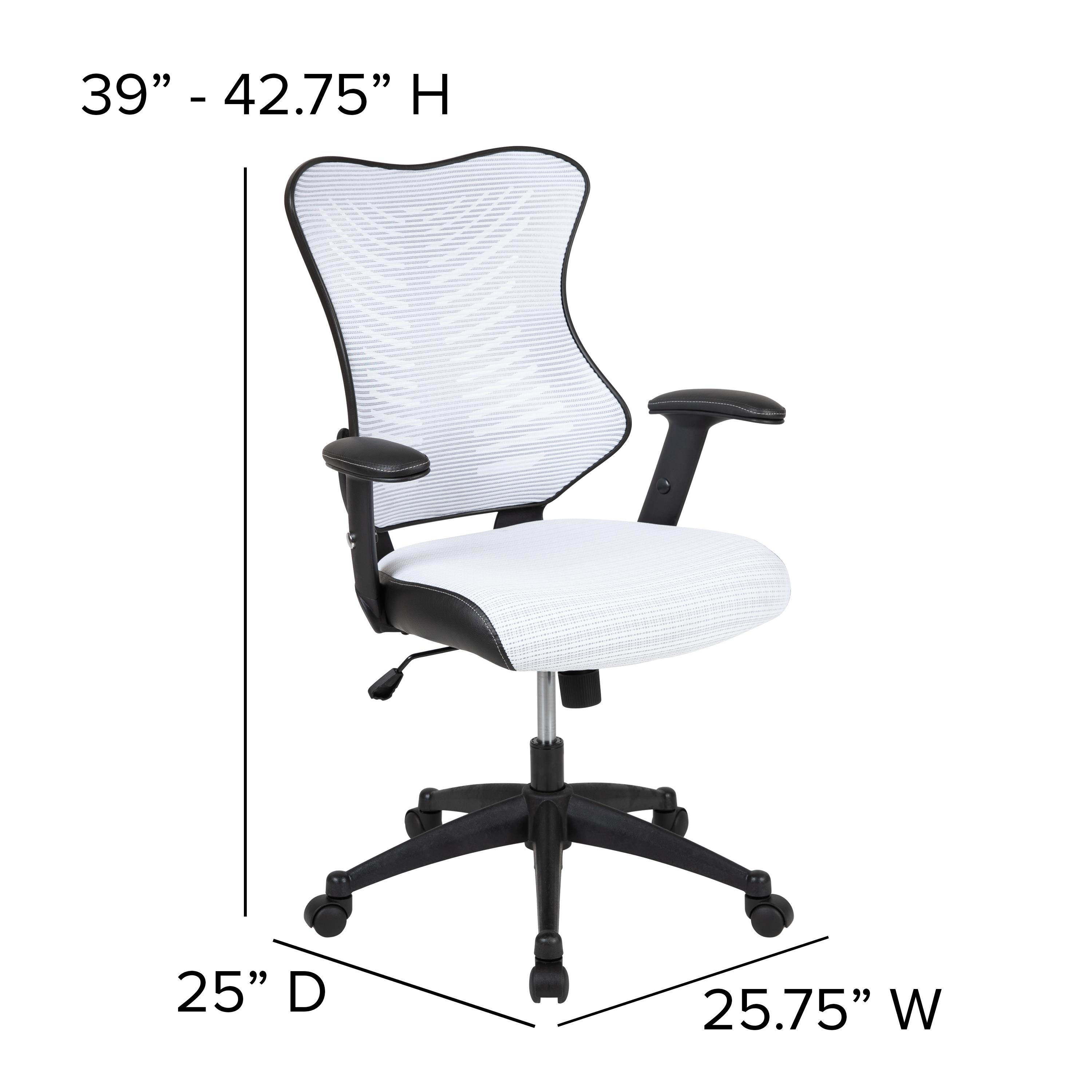 High Back Designer White Mesh Executive Swivel Ergonomic Office Chair with Adjustable Arms