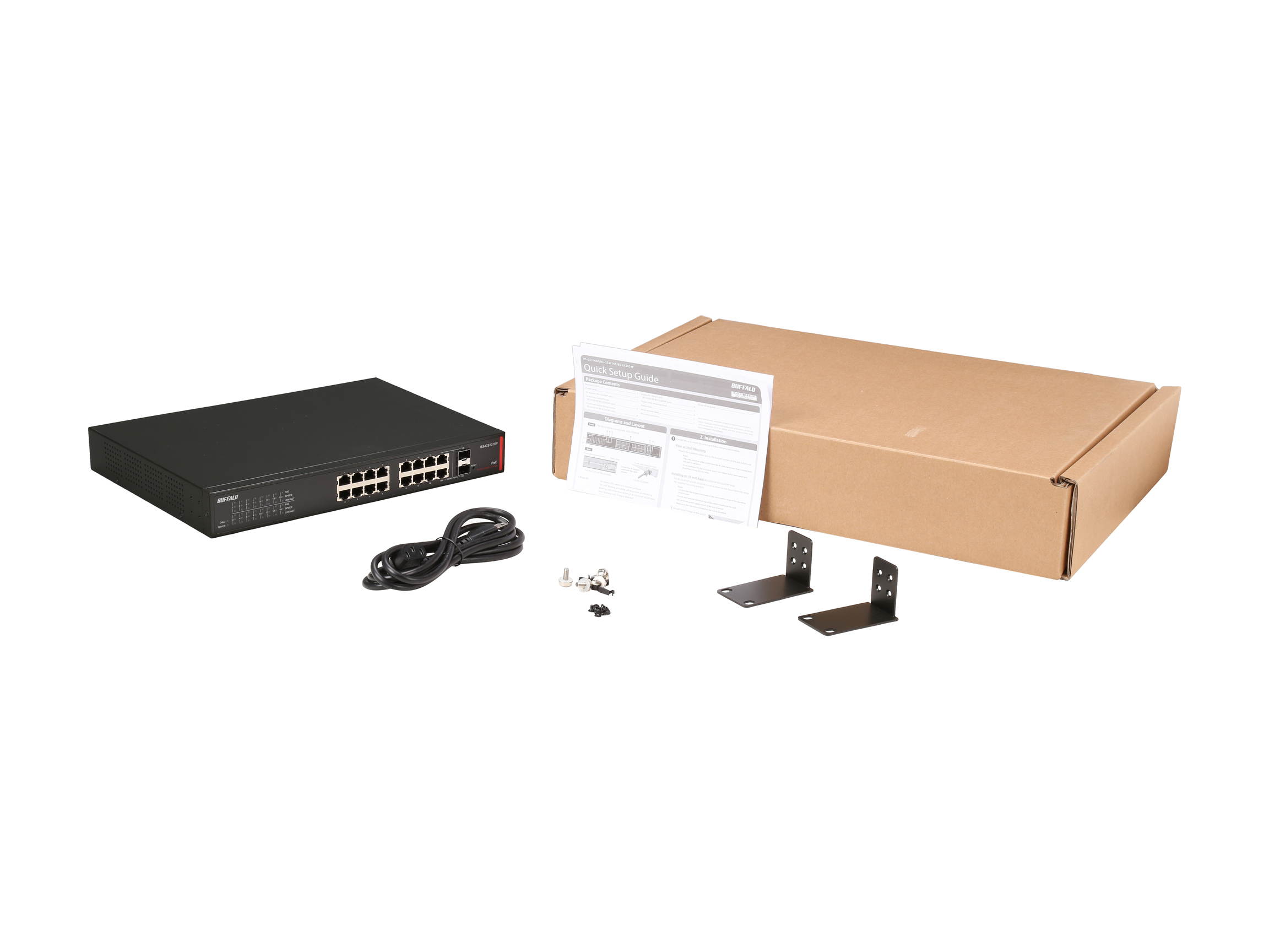 Buffalo BS-GS2016P 16-Port Gigabit Green Ethernet PoE Web Smart Switch with 2 SFP Slots