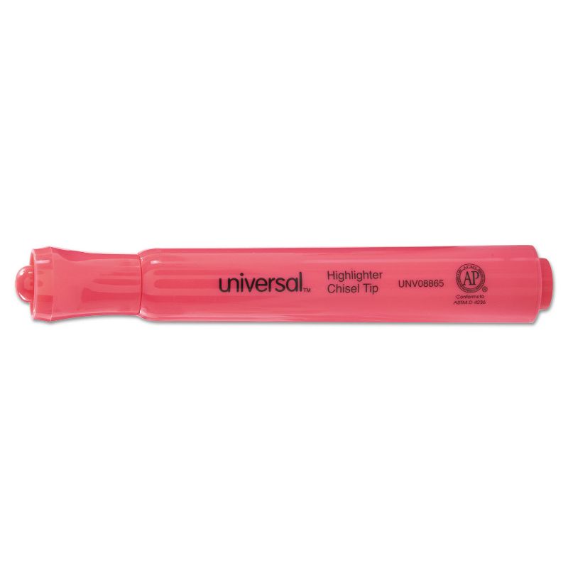 UNIVERSAL Desk Highlighter Chisel Tip Fluorescent Pink Dozen 08865