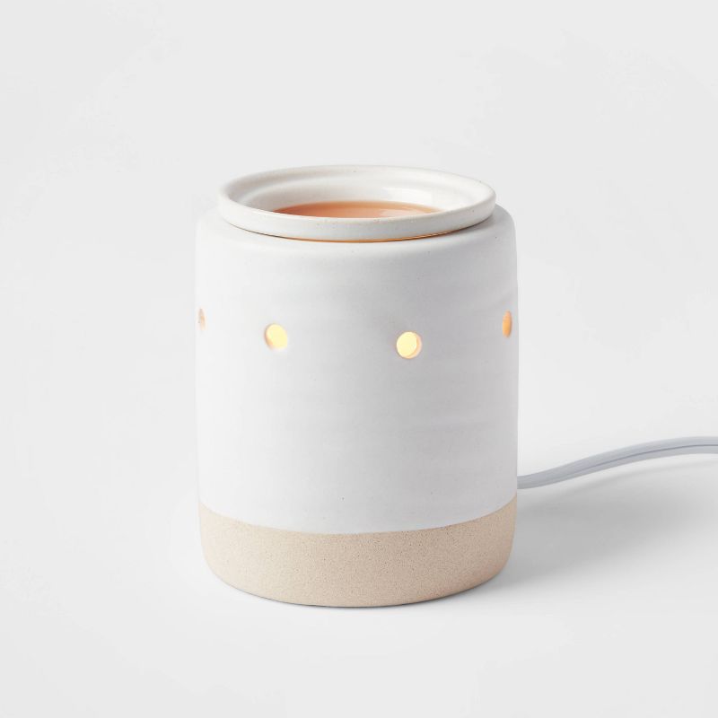5.2" x 4.7" Stoneware and Matte Clay Wax Warmer White - Threshold™
