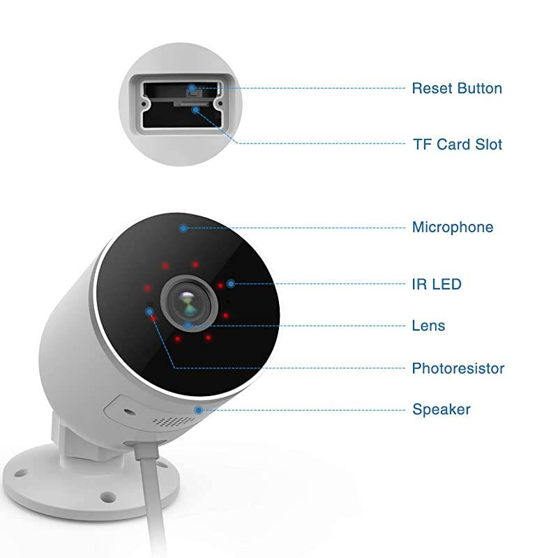 Security Camera Outdoor  1080P HD 24G WiFi Home Surveillance IP Camera Plugin with Waterproof Night Vision 2Way Audio Motion Detection Cloud Service Compatible with Alexa 2 Packs