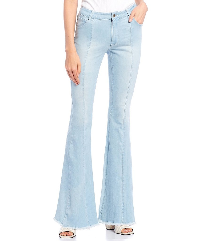YMI Jeanswear Love Mid Rise Fray Hem Flare Jeans