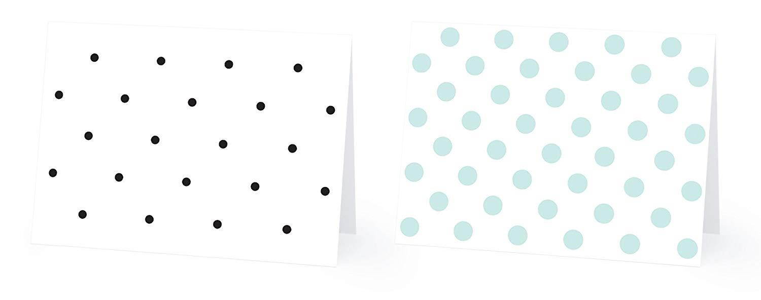 36 Pack Blank Note Cards, 6 All Occasion Polka Dot and Striped Designs, Greeting Card Bulk Box Set, Blue, Black and White Notecards, Blank Note Cards with Envelopes Included, 4.75 x 3.5 Inches