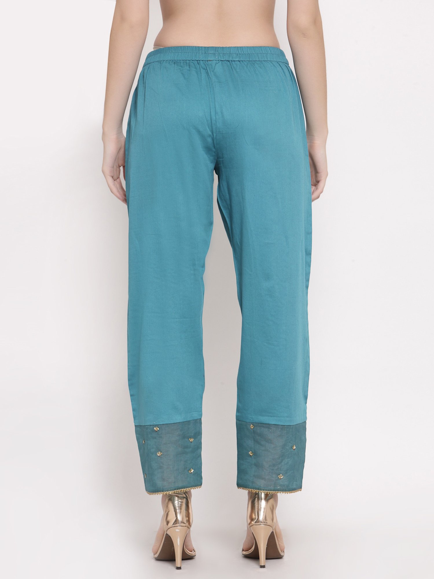 DART STUDIO Blue Embroidered Palazzos