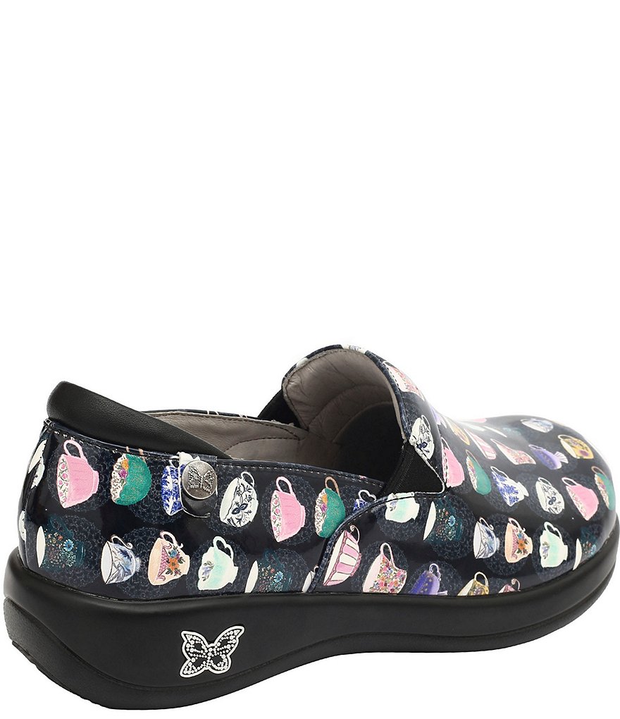 Alegria Keli Teacup Black Print Leather Clogs