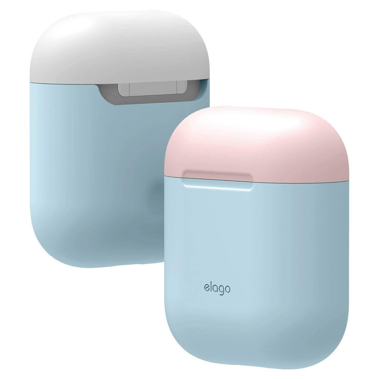 elago AirPods Duo Case [Body-Pastel Blue/Top-Pink, White] - [Extra Protection] [Hassle Free] - for Apple AirPods