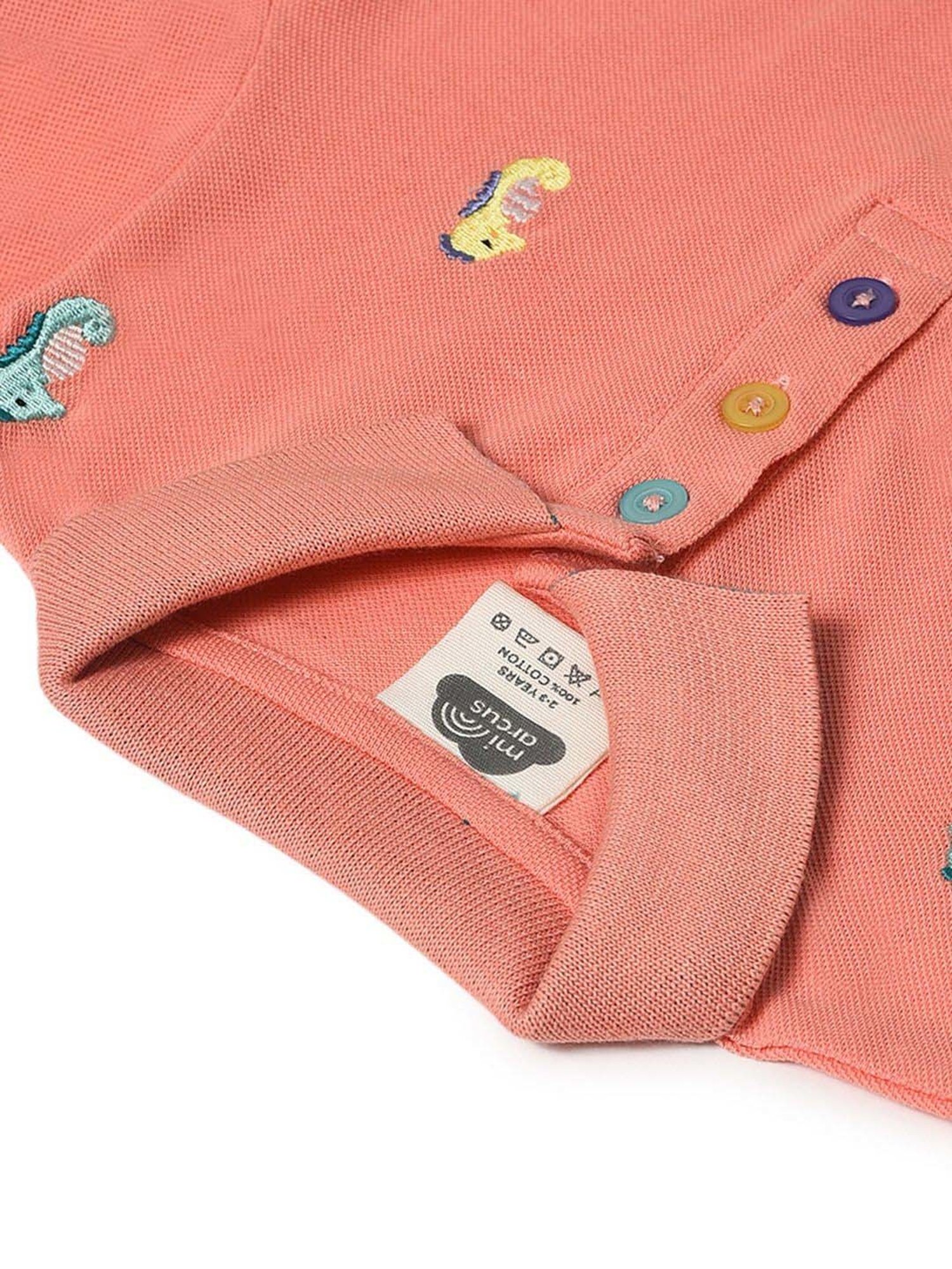 MiArcus Kids Peach Cotton Printed Polo T-Shirt
