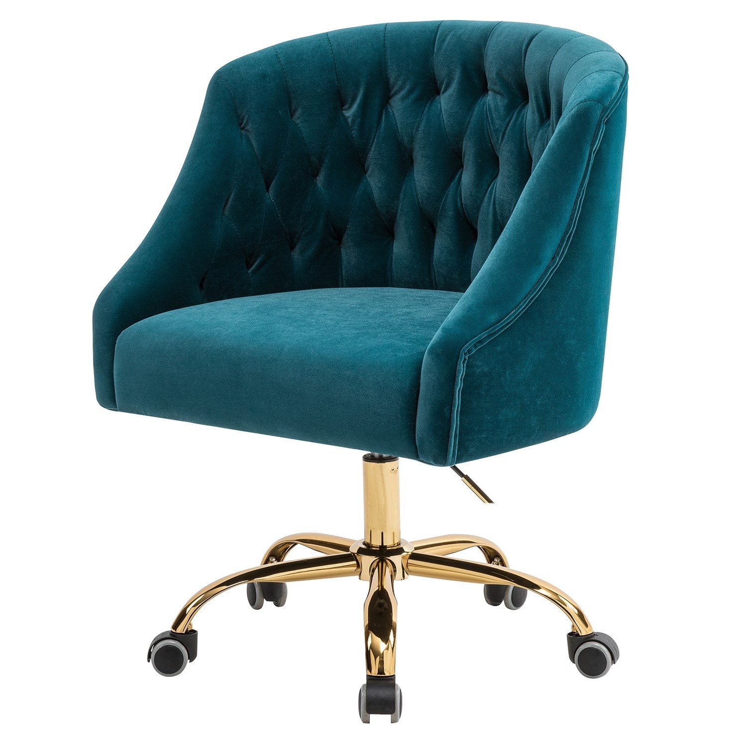 Jayden Creation Lydia Height Adjustable Velvet Task Chair with Swivel Gold Metal Base for Home Office, Bedroom, Living Room