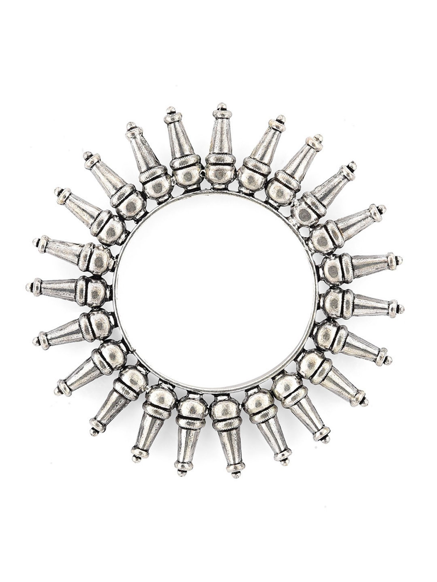 Fida Silver-Plated Oxidised Tribal Kada Bangle for Women