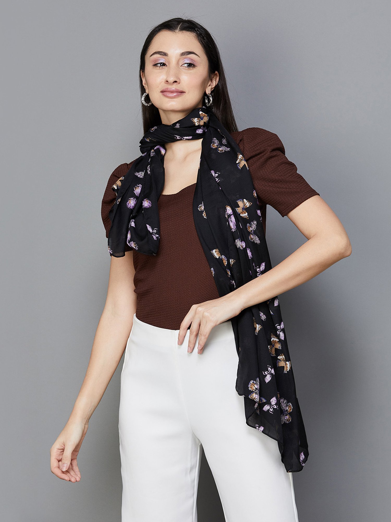 Ginger by Lifestyle Black Printed Stole