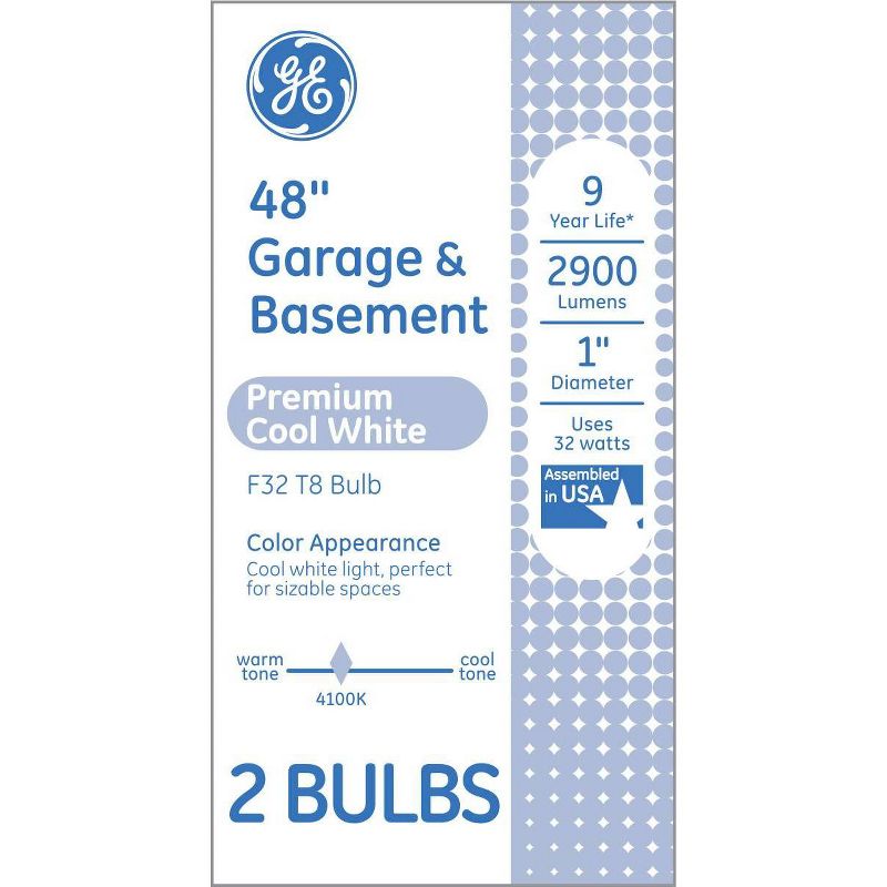 General Electric 2pk 48" 32W LFL T8 Fluorescent Tube Light White