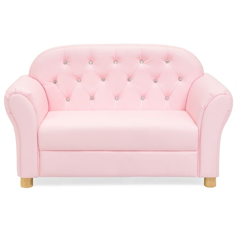 Best Choice Products 36in Upholstered Tufted Mini Sofa Couch for Kids, Toddlers, Nursery, Playrooms w/ Gem Studs