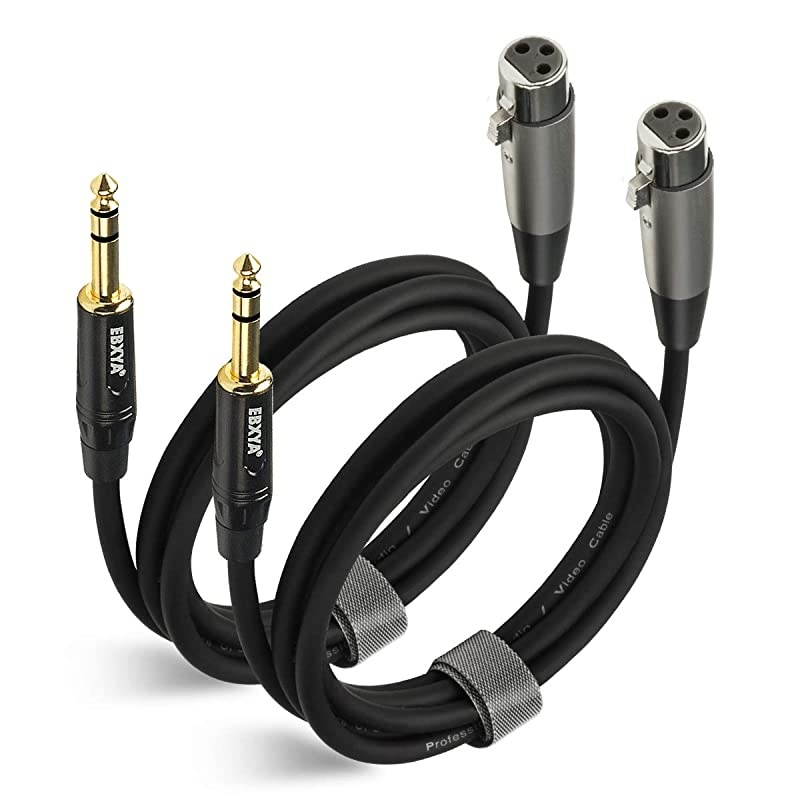1/4" TRS to XLR Female Cable for Balanced Stereo Audio Transportation, 2 Packs of 6 Feet