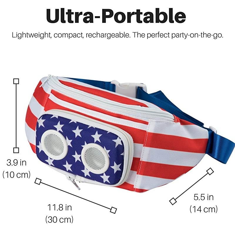 Flag Fannypack with Speakers Bluetooth Fanny Pack for PartiesFestivalsRavesBeachBoats Rechargeable Works with iPhone amp Android 2021 Edition