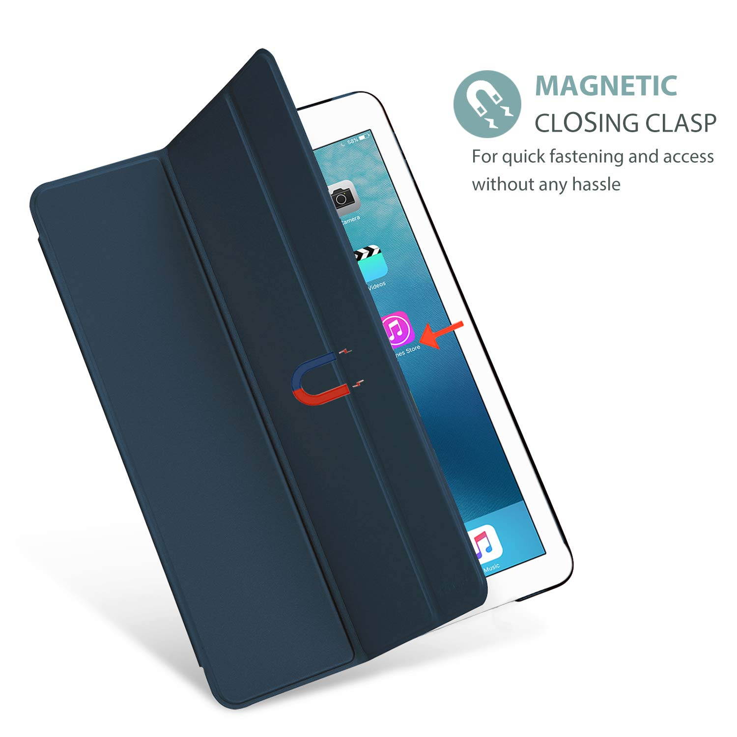 ProCase iPad Pro 9.7 Case 2016 (Old Model), Ultra Slim Lightweight Stand Smart Case Shell with Translucent Frosted Back Cover for Apple iPad Pro 9.7 Inch (A1673 A1674 A1675) -Navy