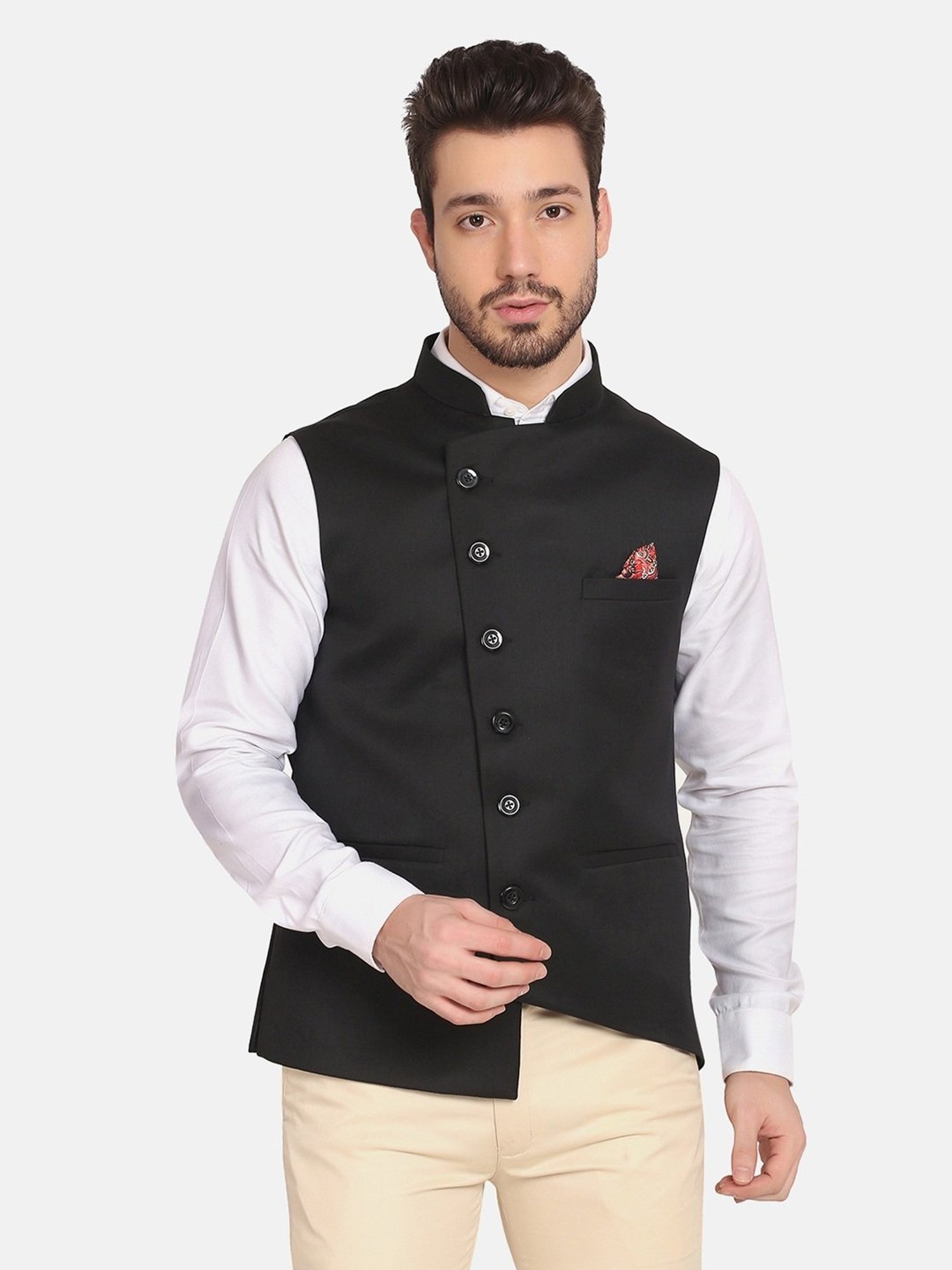 TAHVO Black  Regular Fit Nehru Jacket