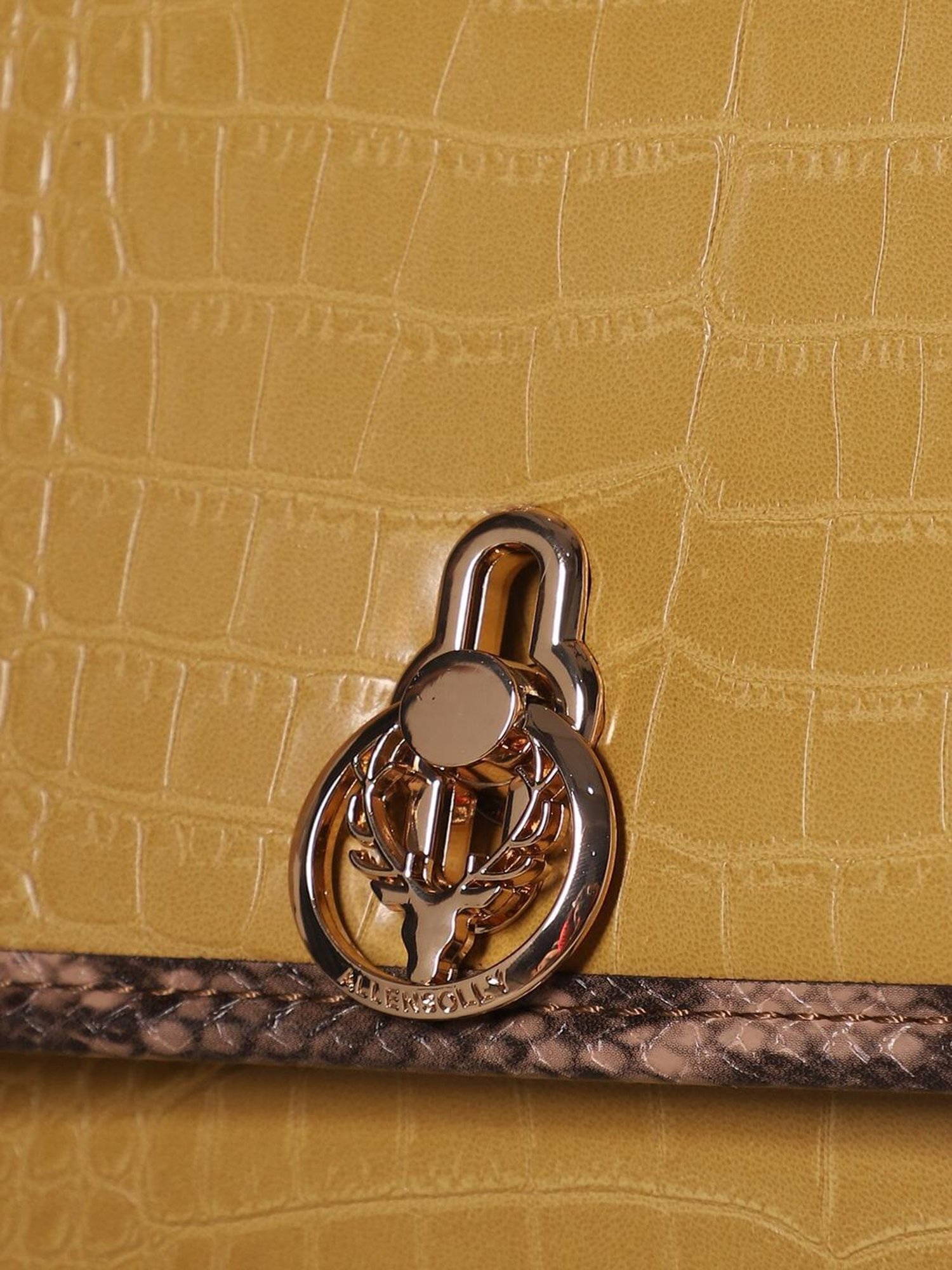 Allen Solly Yellow Textured Medium Shoulder Handbag