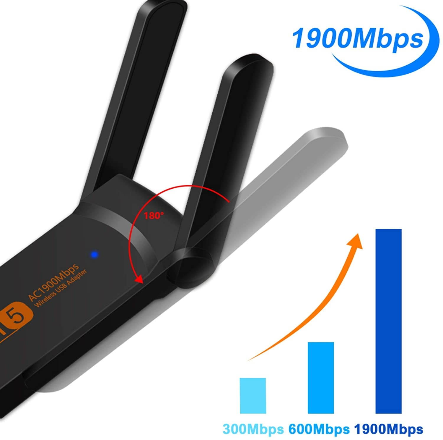 1900Mbps WiFi Adapter Aigital USB Network Adapter Dual Band 5GHz & 2.4GHz Wireless WiFi Dongle with High Gain Antennas for PC/Desktop/Computer Compatible with Windows XP1087 and Mac OS 10.7~10.15