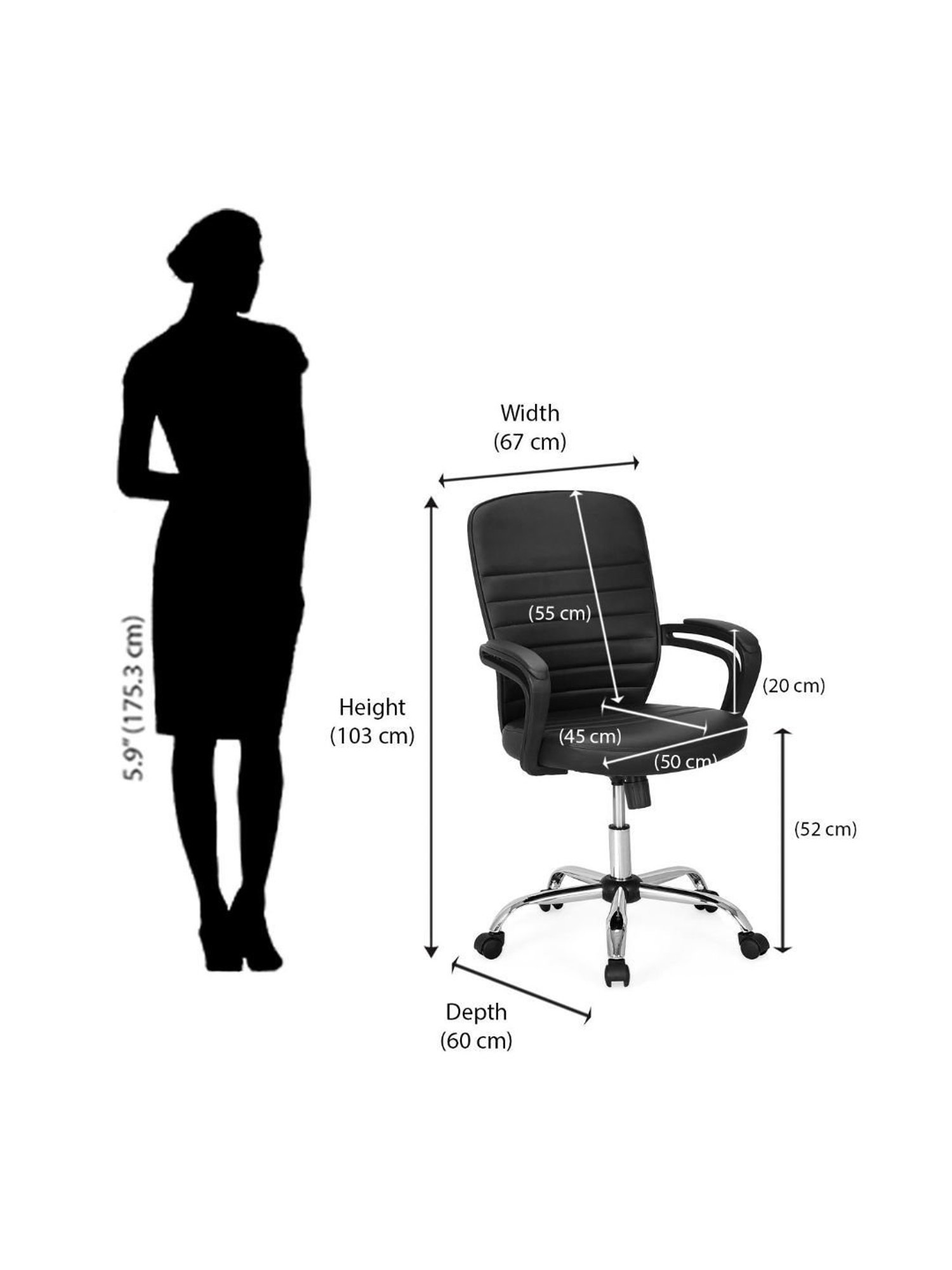 Nilkamal Aries Black Polyurethane Mid Back Office Chair