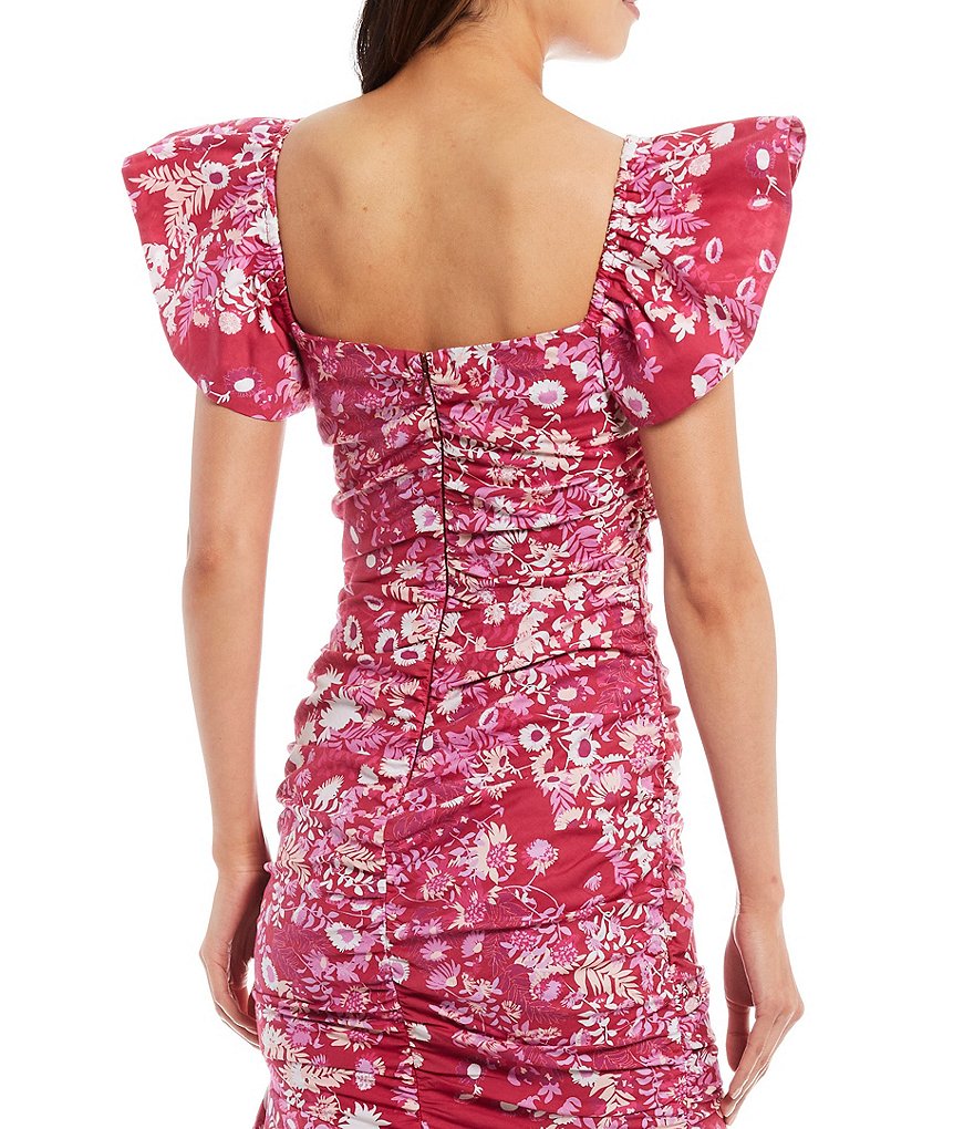 Sachin & Babi Ellen Square Neckline Flutter Cap Sleeve Sheath Dress