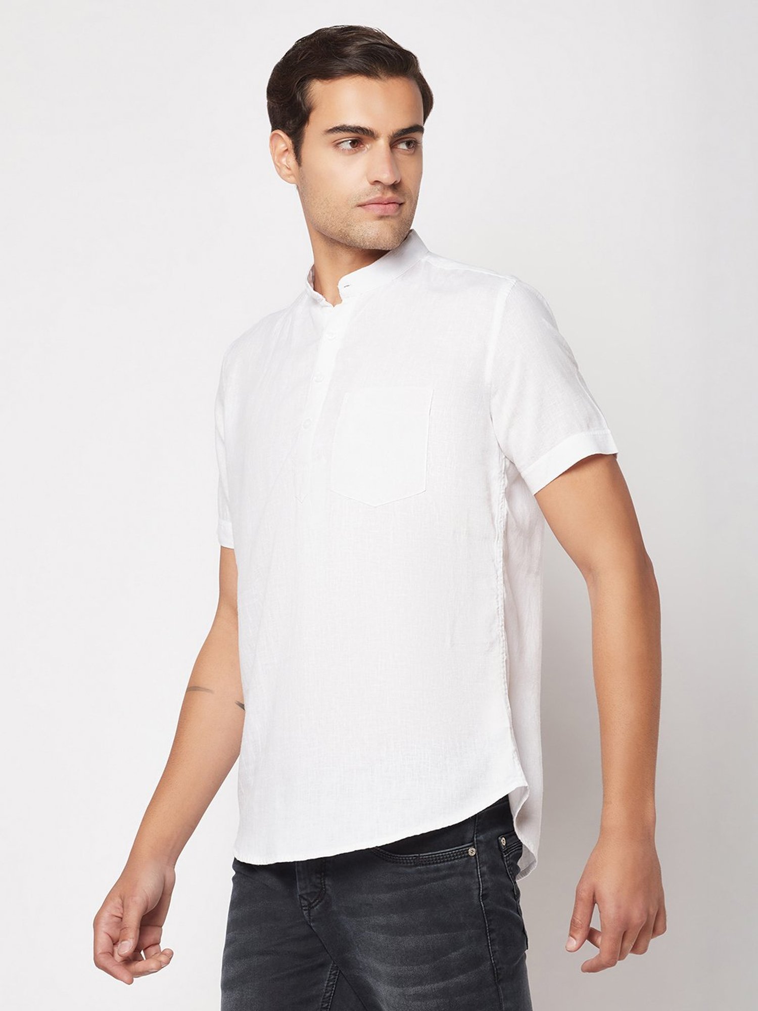 Manthan Red Full Sleeves Solid Kurta