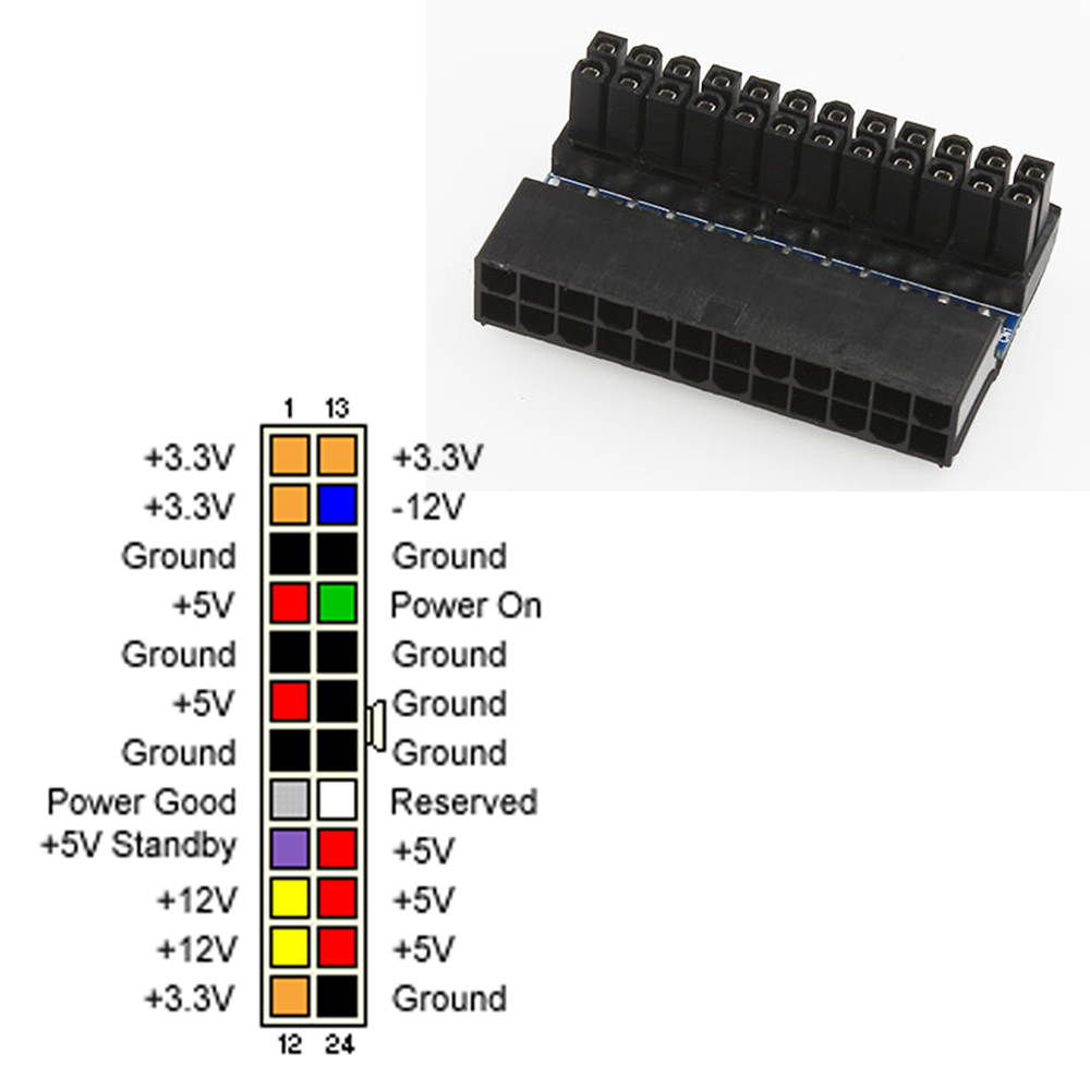 Vibob ATX 24 Pin Female to 24 pin Male Adapter for Desktop PC Power Supply(L angle)