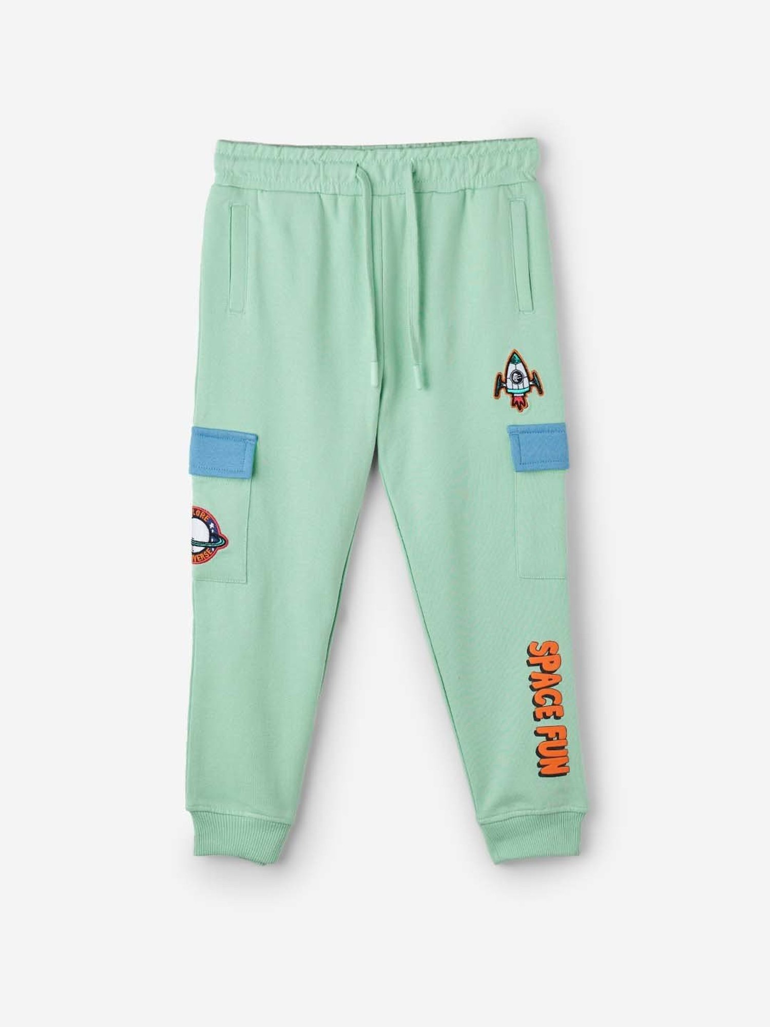 The Souled Store Kids Green Cotton Printed Joggers