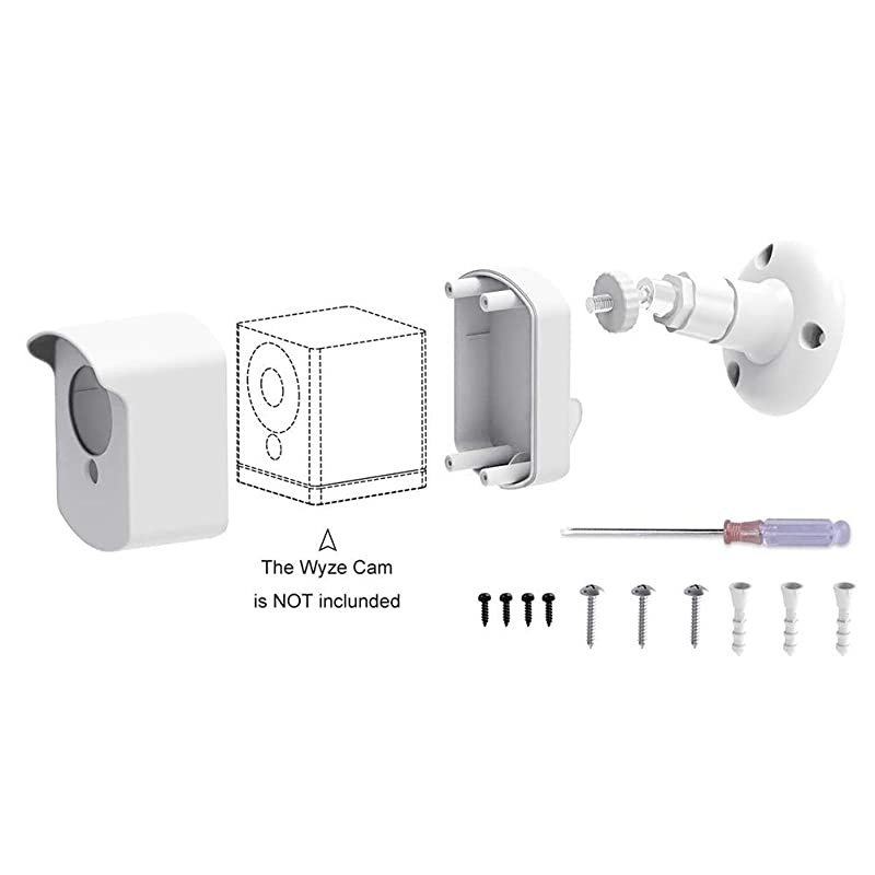 Wyze Cam Wall Mount,  Weatherproof Protective Cover with Adjustable Mount for Wyze Cam V2 Camera, Indoor/Outdoor Use (White, 3 Pack)