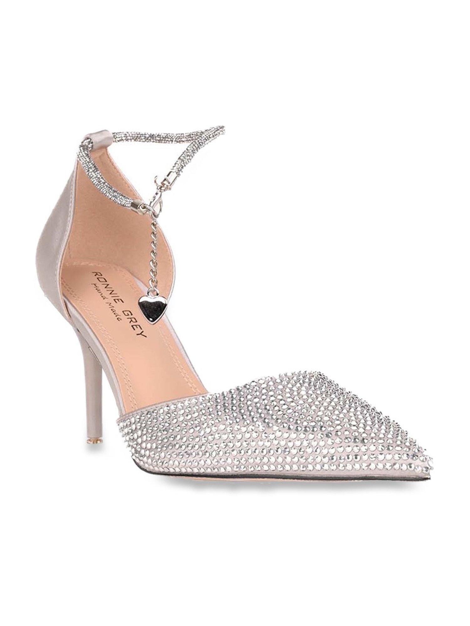 Ronnie Grey Women's Grey Ankle Strap Stilettos