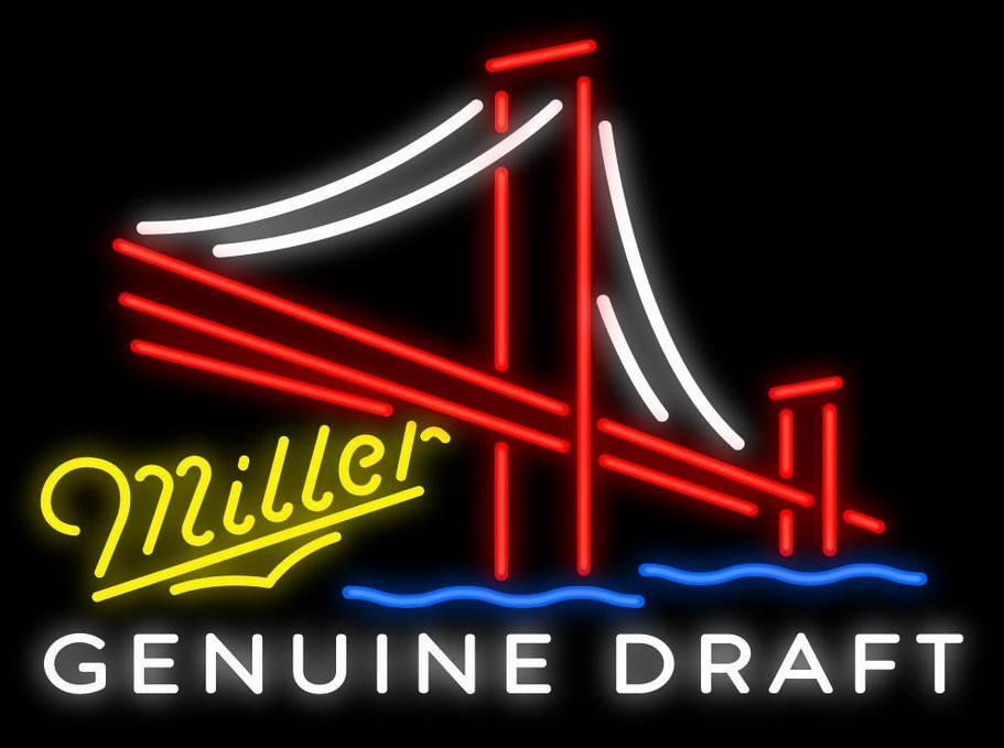 Fashion Handcraft Miller Genuine Draft Golden Gate Bridge  Real Glass Beer Bar Pub Display Neon Light Sign 24x20!!!