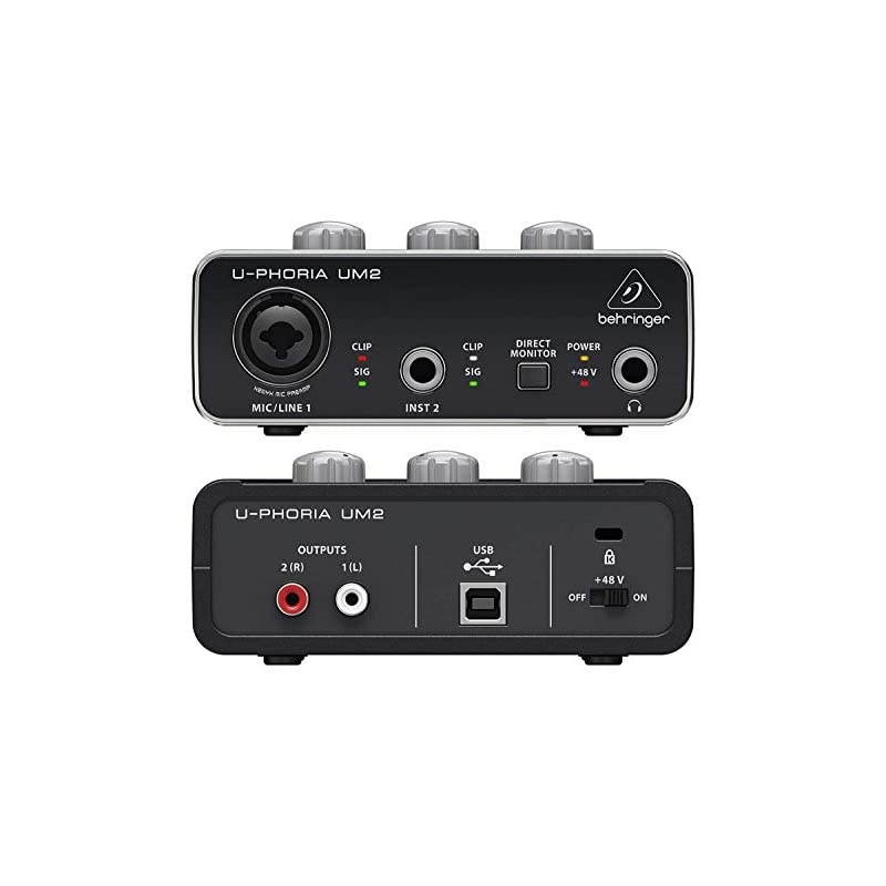 Audio-Technica AT2020 Cardioid Condenser Microphone for Home Studio Recording Bundle with U-PHORIA UM2 USB Audio Interface with 48V Phantom Power, and  5-Pack of Reusable Cable Ties