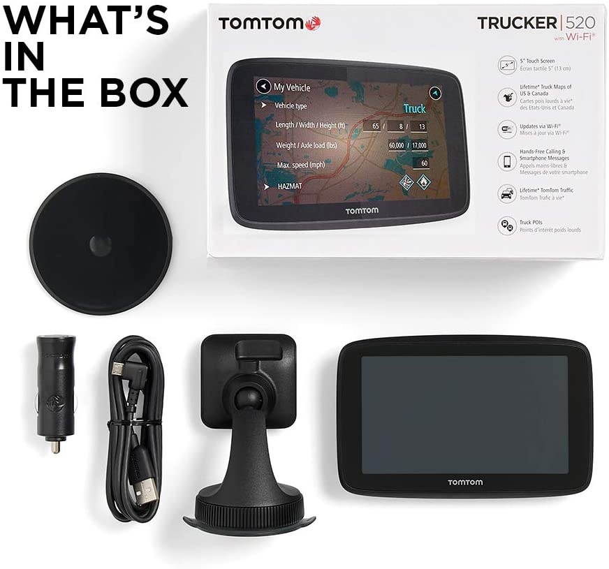 TomTom Trucker 520 5 Inch Gps Navigation Device For Trucks with Wi-Fi Connectivity, Smartphone Services, Real Time Traffic And Maps Of North America