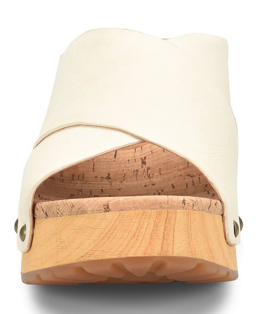 Kork-Ease Tatum Leather Wood Heel Platform Slide Sandals