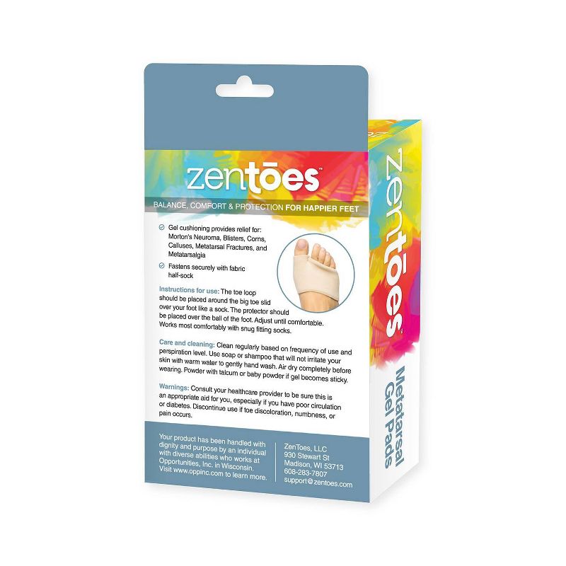 ZenToes Metatarsal Gel Pads for Ball of Foot Pain - Beige