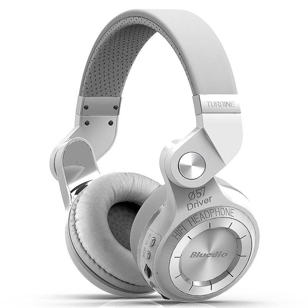 Bluedio T2+ Wireless Bluetooth Headphones with Microphone for Mobile Phone - White