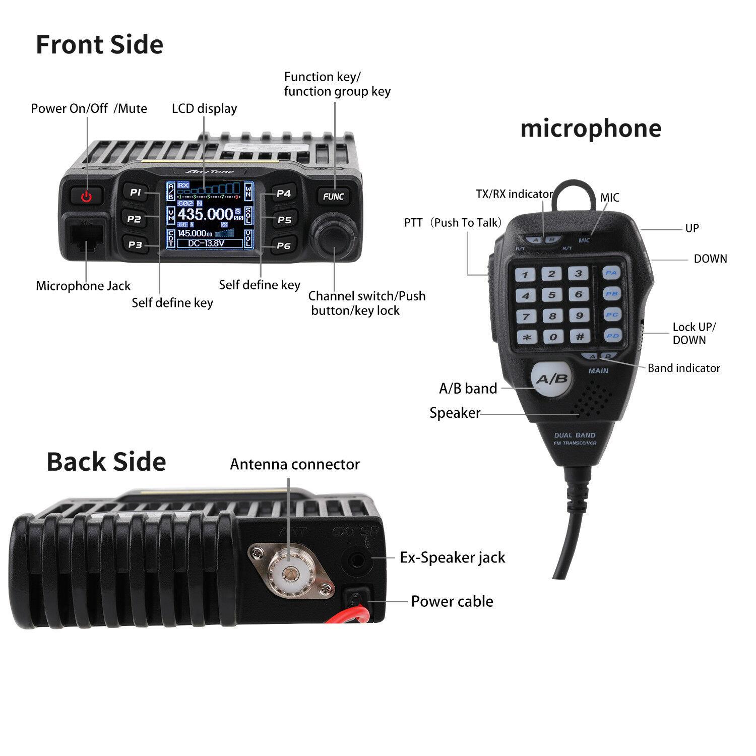 AnyTone AT778UV Dual Band Transceiver Mobile Radio VHF/UHF Two Way Amateur Radio