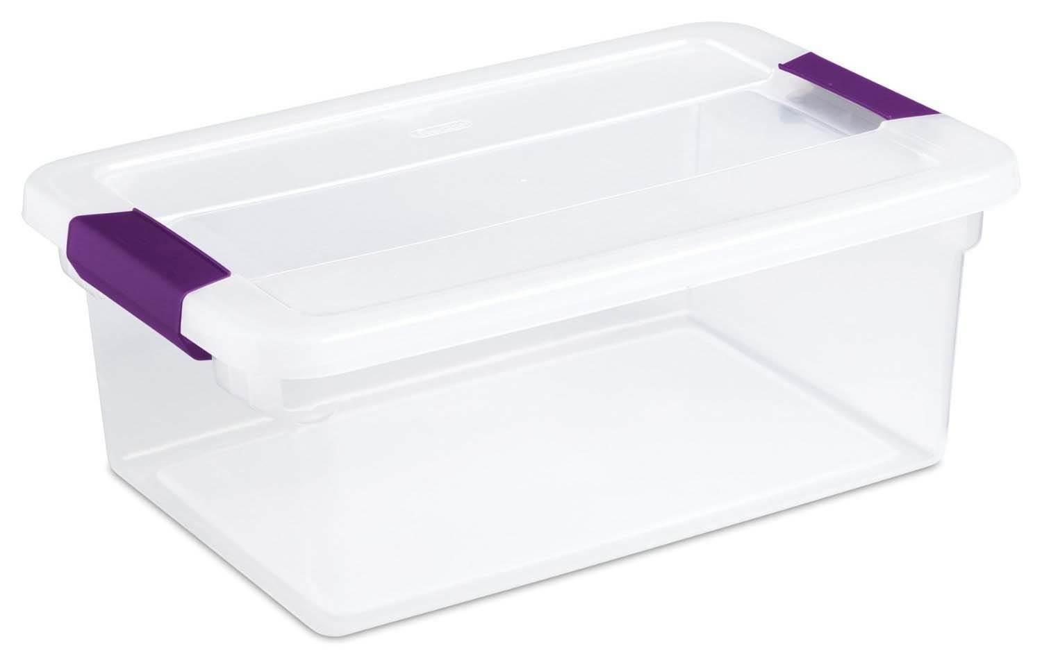 Sterilite 15 Quart ClearView Latch Storage Container With Sweet Plum Handles 17
