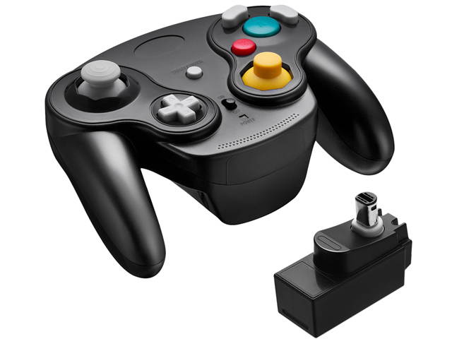 FirstPower Wireless Gamecube Controller Wavebird Style w/ Adapter for Nintendo NGC GC Black