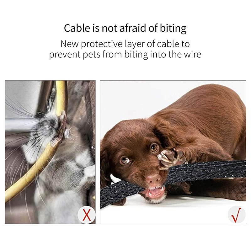 PET Expandable Sleeving Cord Protector Wire Loom Tubing Cable Sleeve for USB Charger Cable Power Cord Audio Video Cable Can Protect Cat Dog from Chewing Cords