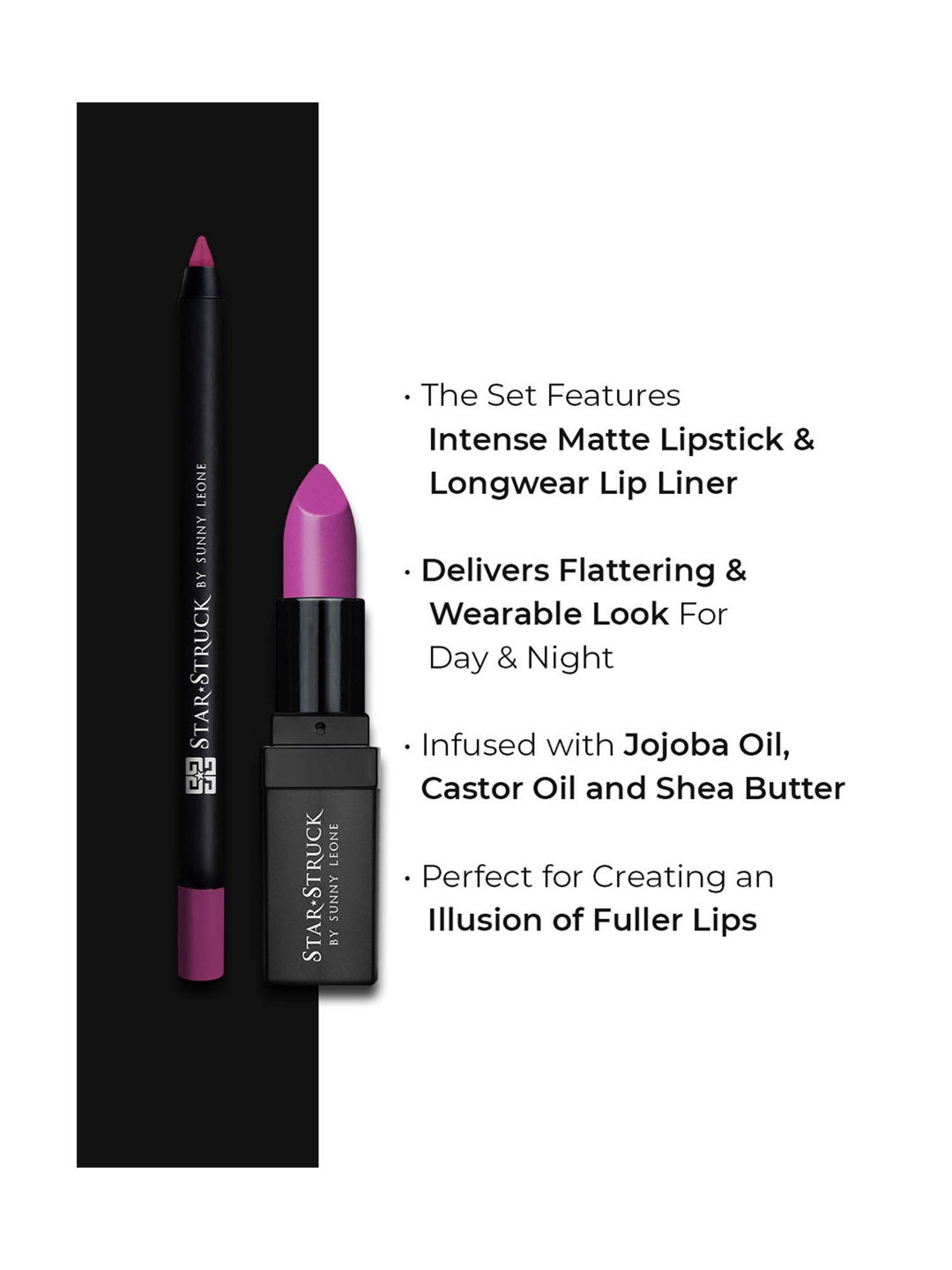 StarStruck By Sunny Leone Intense Matte Lip Color & Lip Liner Purple Taffy